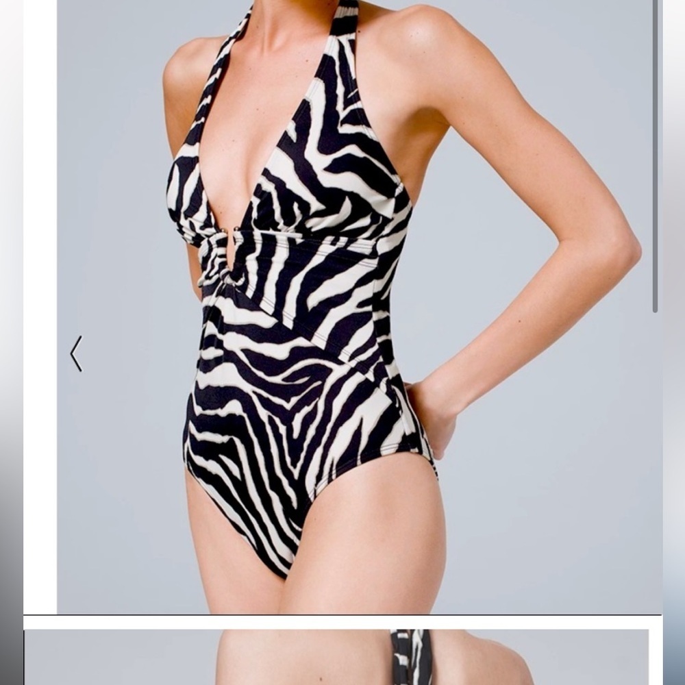 White House Black Market Zebra Print One Piece Swimsuit Sz Medium